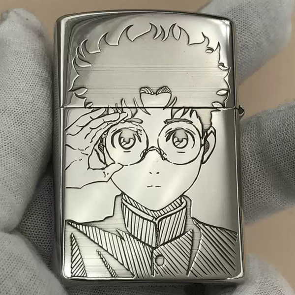 Briquet gravé Okarun &amp; Ken Takakura Anime - Briquet rechargeable au kérosène coupe-vent haut de gamme pour les fans de Dandadan