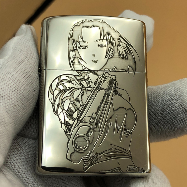 Revy "Two Hands" Deep Engraved Metal Lighter – Black Lagoon Anime Design | Zorro Cupronickel Windproof Lighter