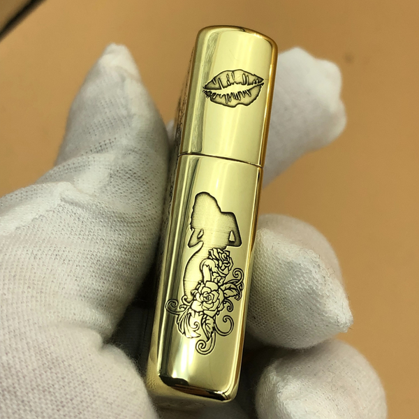 Zippo High Polish Brass Lighter – Deep Engraved Artistic Body Design