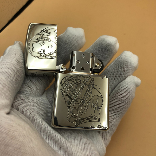 Revy "Two Hands" Deep Engraved Metal Lighter – Black Lagoon Anime Design | Zorro Cupronickel Windproof Lighter