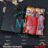 Demon Slayer Nezuko Kamado Gift Box N.18 with anime collectibles including notebook, umbrella, keychain, greeting card, and more. Perfect gift for fans and collectors.