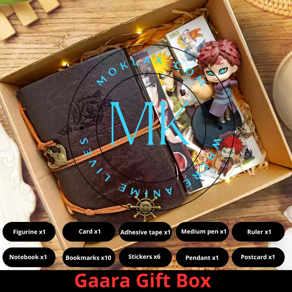 Gaara gift box with figure, notebook, and anime-themed accessories