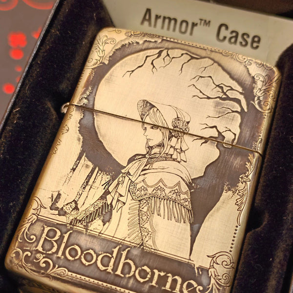 Bloodborne Zippo Armor Case – Deep Engraved Brass Lighter (Gehrman & The Doll Edition)