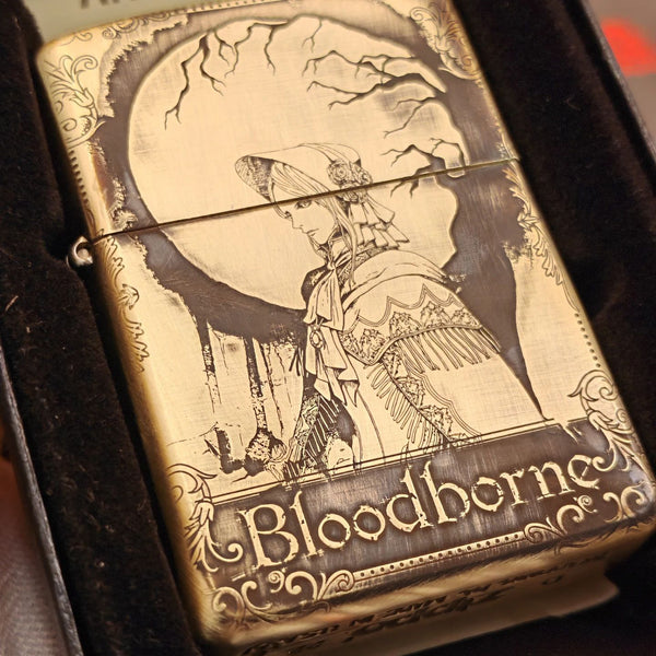 Bloodborne Zippo Armor Case – Deep Engraved Brass Lighter (Gehrman & The Doll Edition)