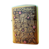 Front view of the Dragon Ball 3D Relief Zippo Lighter showcasing iconic characters in detailed engraved design, ideal for anime collectors.