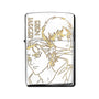 Front view of the Eren Yeager Attack on Titan Zippo lighter featuring chrome-plated engraving with dual portraits of Eren, perfect for anime collectors.