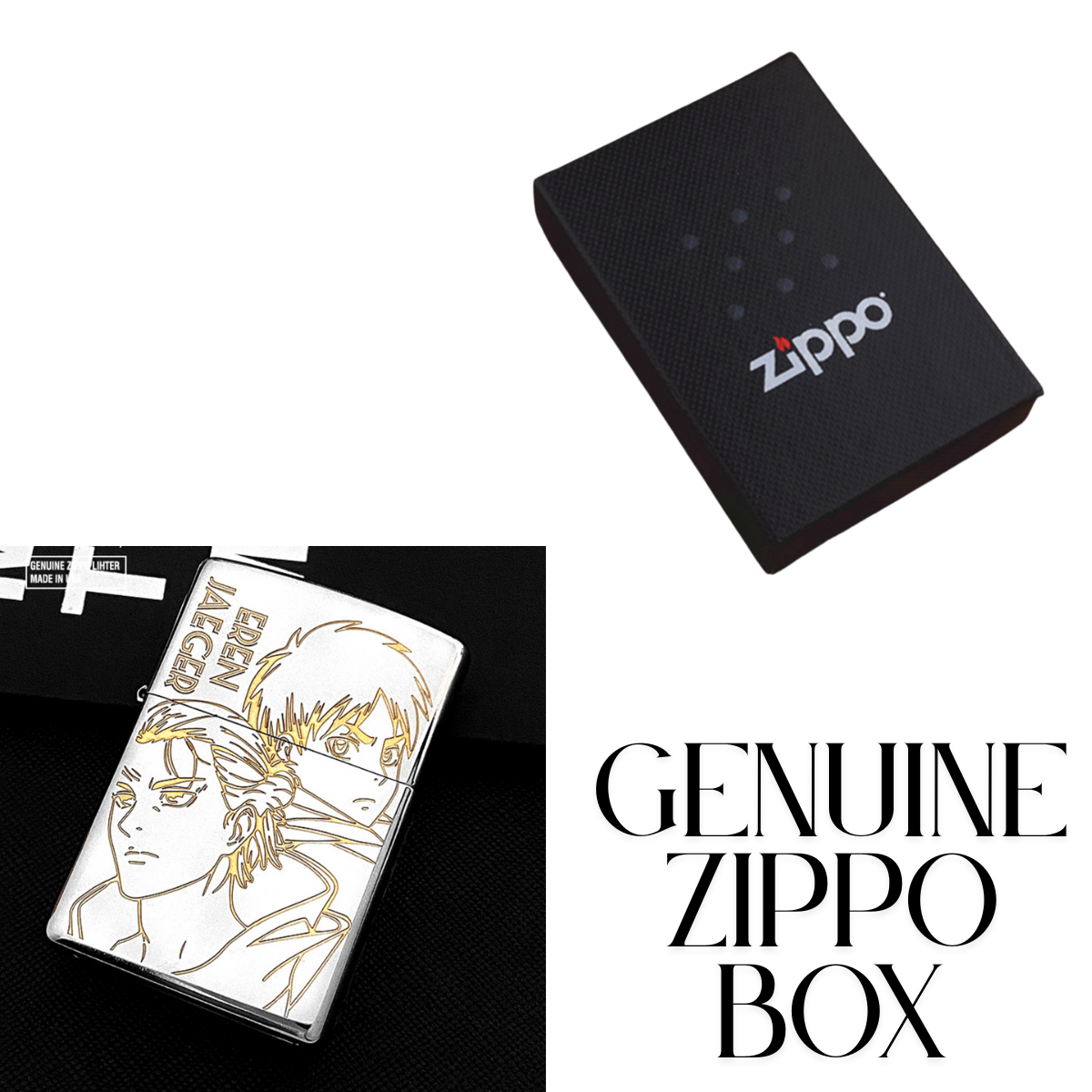 Briquet Zippo Eren Yeager L'Attaque des Titans - Ailes de la Liberté gravées