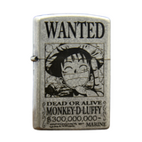 Metal Luffy lighter with engraved Monkey D. Luffy Wanted Poster design from One Piece anime