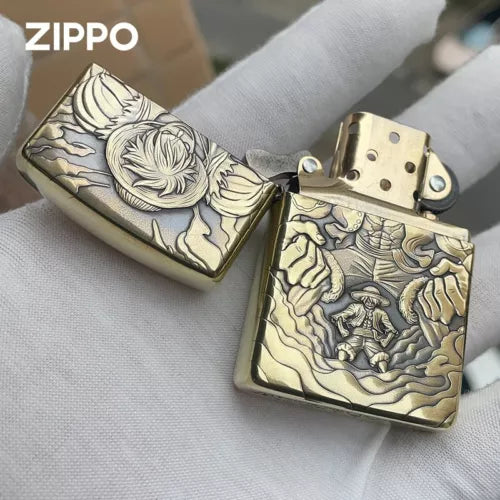 Luffy One Piece 3D Relief Zippo Lighter - Anime Windproof Collectible