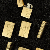 Naruto engraved brass lighter collectible.