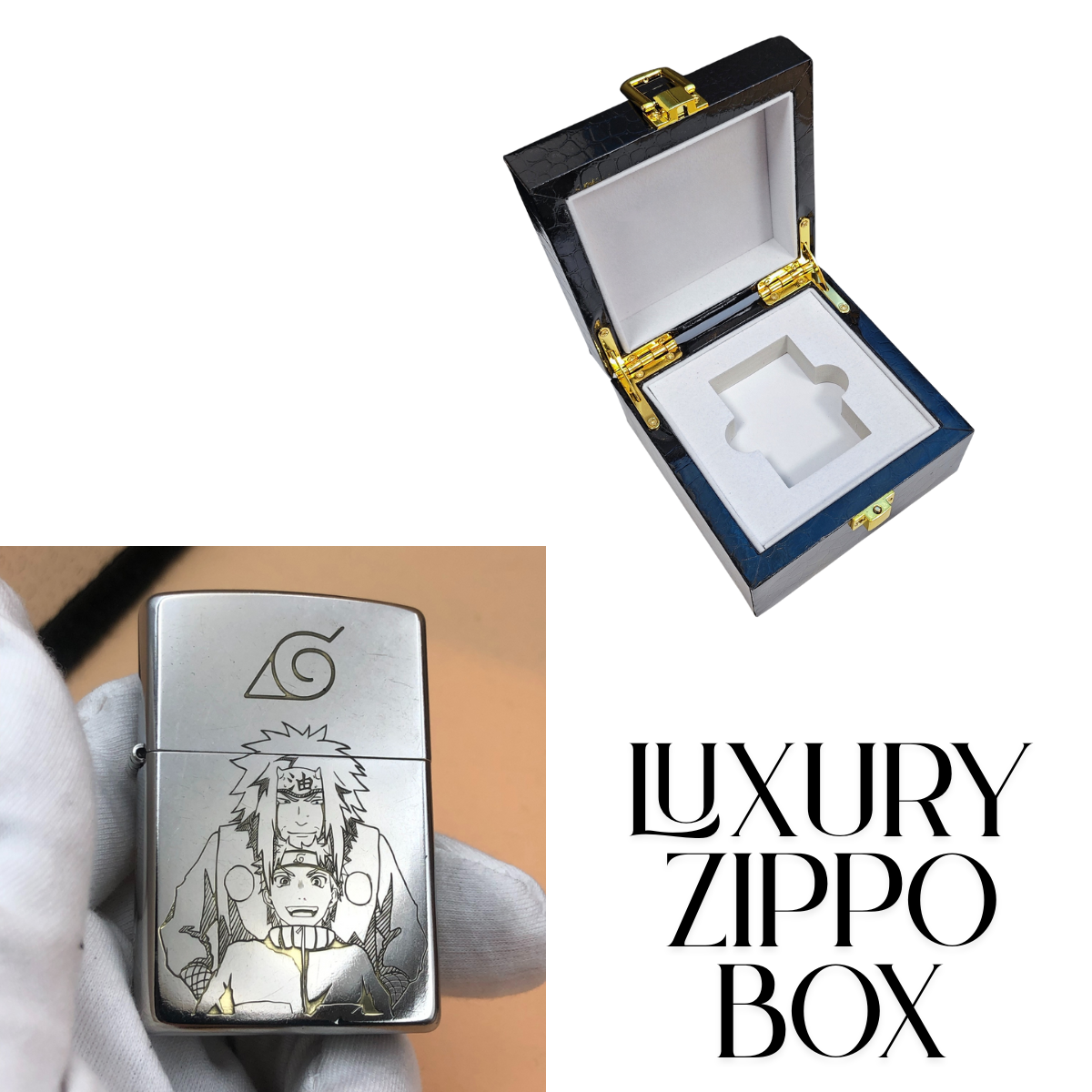 Briquet Zippo Naruto Argent Mat – Gravure en profondeur Ji.raiya et Naruto