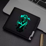 One Piece Luffy wallet with glowing design. Featuring Luffy sitting confidently with his swords. A stylish and functional wallet for fans of the anime series.