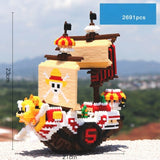 One Piece pixel art ship kit, 2691 pieces, size 21x23cm, featuring Luffy's ship.