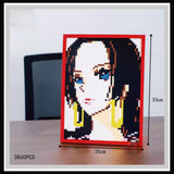 Pixel art mosaic kit featuring a woman, 3860 pieces, size 33x25cm.