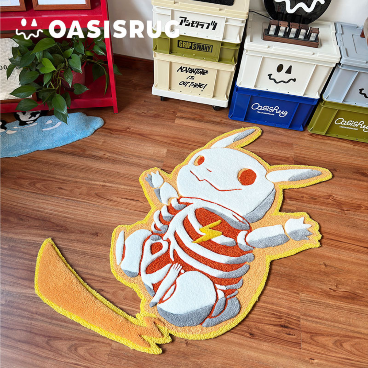 Pre Sale / Made to order Skeleton P.i.k.a.c.h.u Rug – Handmade Tufted Electric Mouse Carpet
