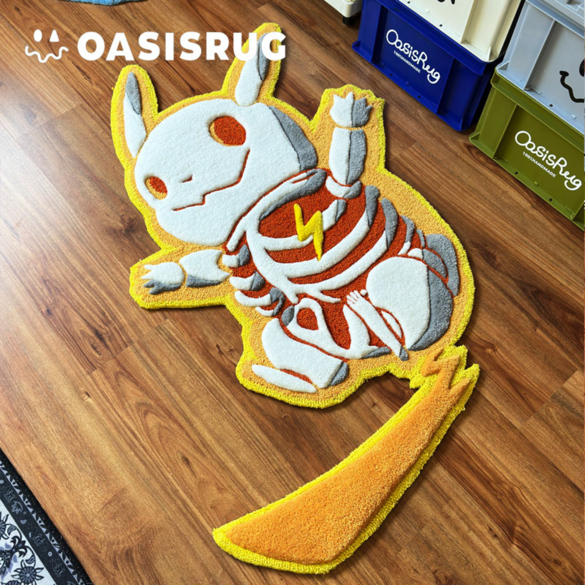 Pre Sale / Made to order Skeleton P.i.k.a.c.h.u Rug – Handmade Tufted Electric Mouse Carpet