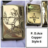 Portgas D. Ace Copper Style 6 Lighter with detailed engraving of Ace's iconic image from One Piece, featuring the 