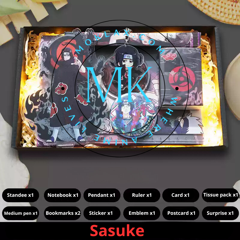 Sasuke gift box with Naruto-themed collectibles