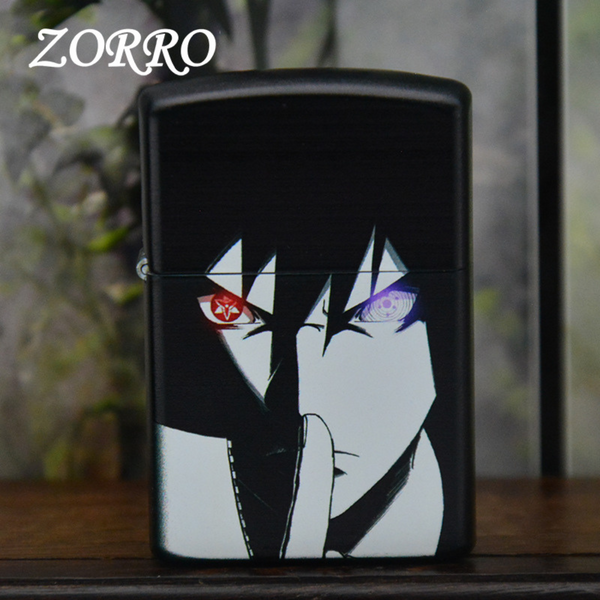 Briquet personnalisé Sasuke Uchiha – Design Naruto 3D Zorro, Sharingan et Rinnegan