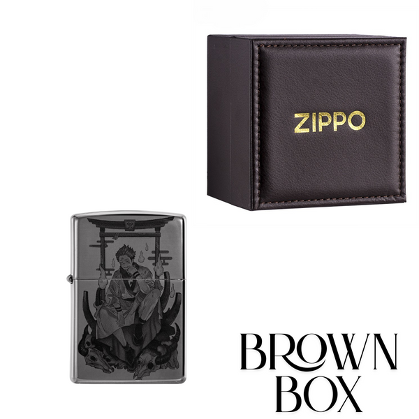 Briquet Zippo Ryomen Sukuna gravé recto verso Black Ice