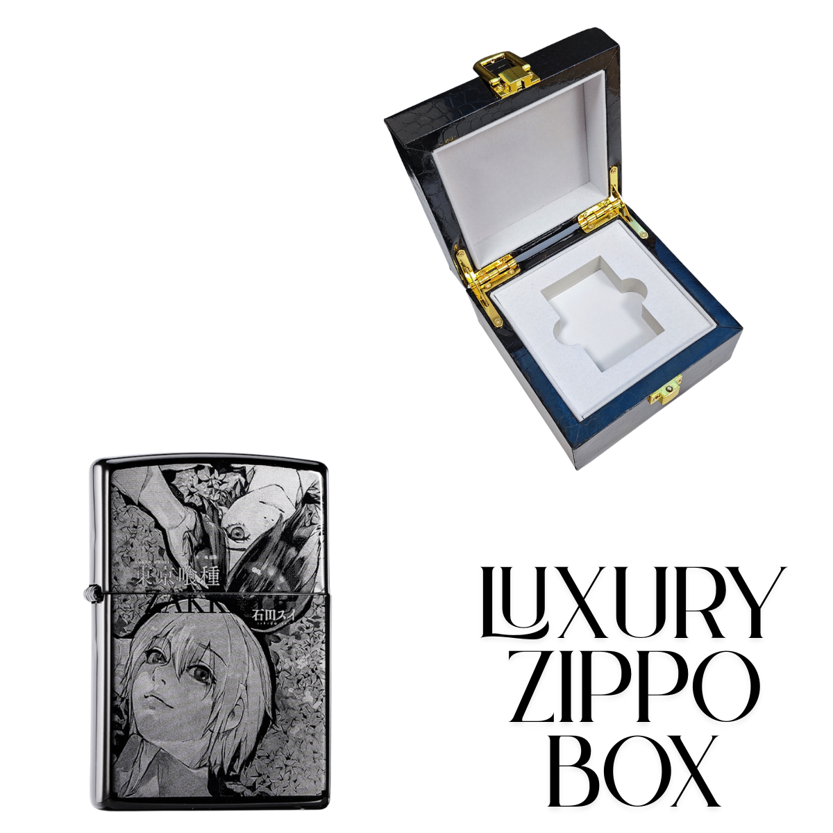 Tokyo Ghoul Zippo Lighter, Laser Engraved, Anime Design