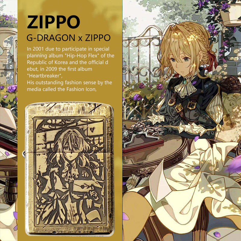 Violet Evergarden Zippo Lighter - Pure Copper Antique Laser Engraved