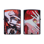 Front and back views of a Zippo lighter printed with vibrant anime artwork featuring Makima from Chainsaw Man.