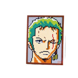 One Piece pixel art kit featuring Zoro, 3860 pieces, size 33x25cm.